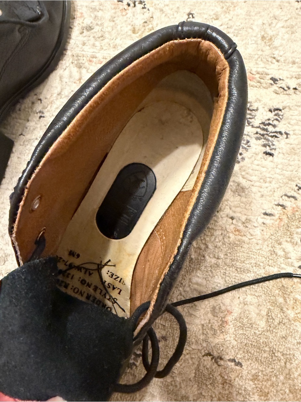 Ariat Black Leather Lace-Up Shoe with Brown Interior Y2K - Picture 5 of 7